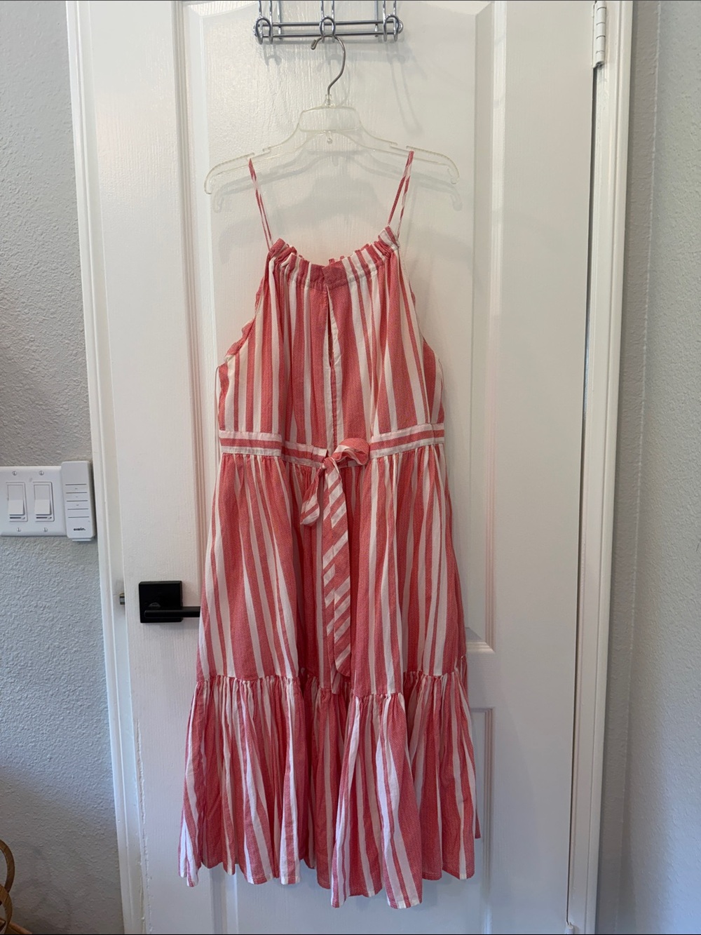 Eva Franco Anthropologie Red White Striped Tie-Waist Sundress